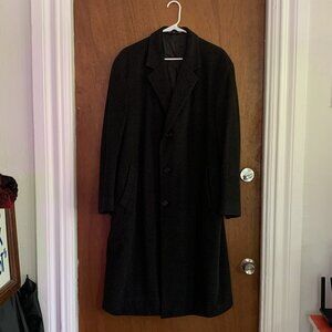 London Fog Wool Blend Black Trench Coat